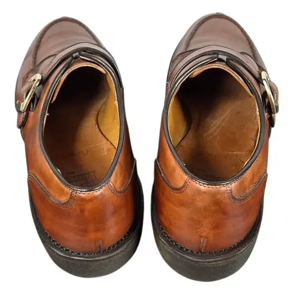 Allen Edmonds Cornell Monk Strap Shoes Mens 8.5 Narrow Split Toe Brown Leather Oxfords & Derbys